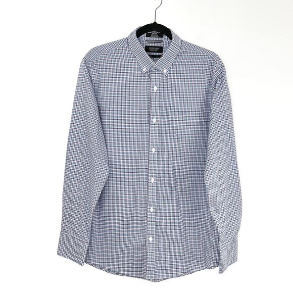 Nordstrom Men’s Shirt Regular Fit Long Sleeve Light Blue Plaid Large - Picture 1 of 6
